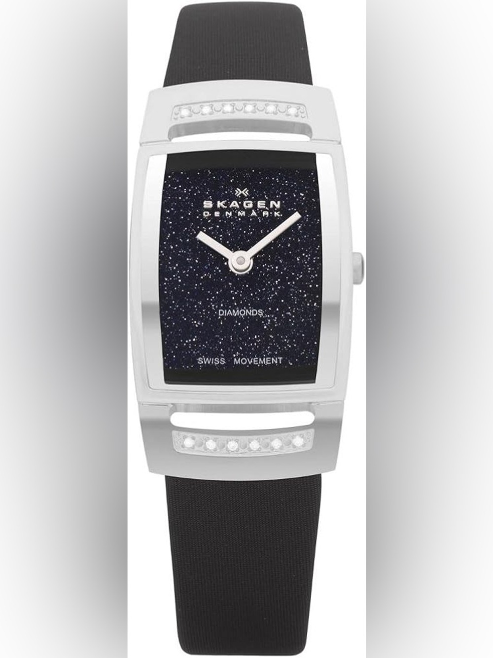 Skagen Black Dial Silver-Tone Diamond Accent Watch